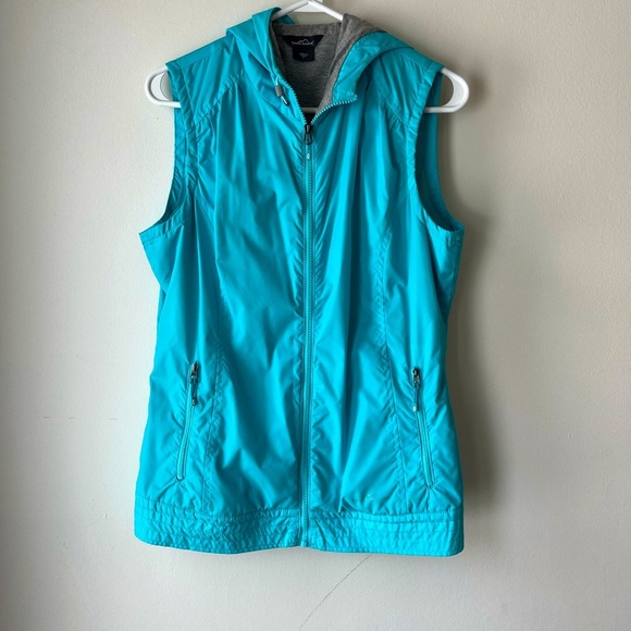 Eddie Bauer blue women’s hooded vest small Gorpcore outdoor hike - Picture 1 of 10